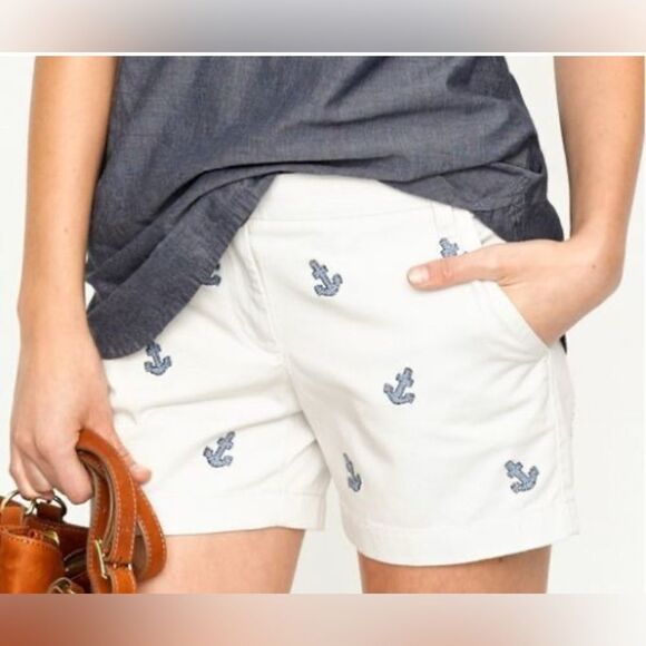 J. Crew Chino Shorts Embroidered Anchors Fisherman core. 8 - Picture 1 of 3